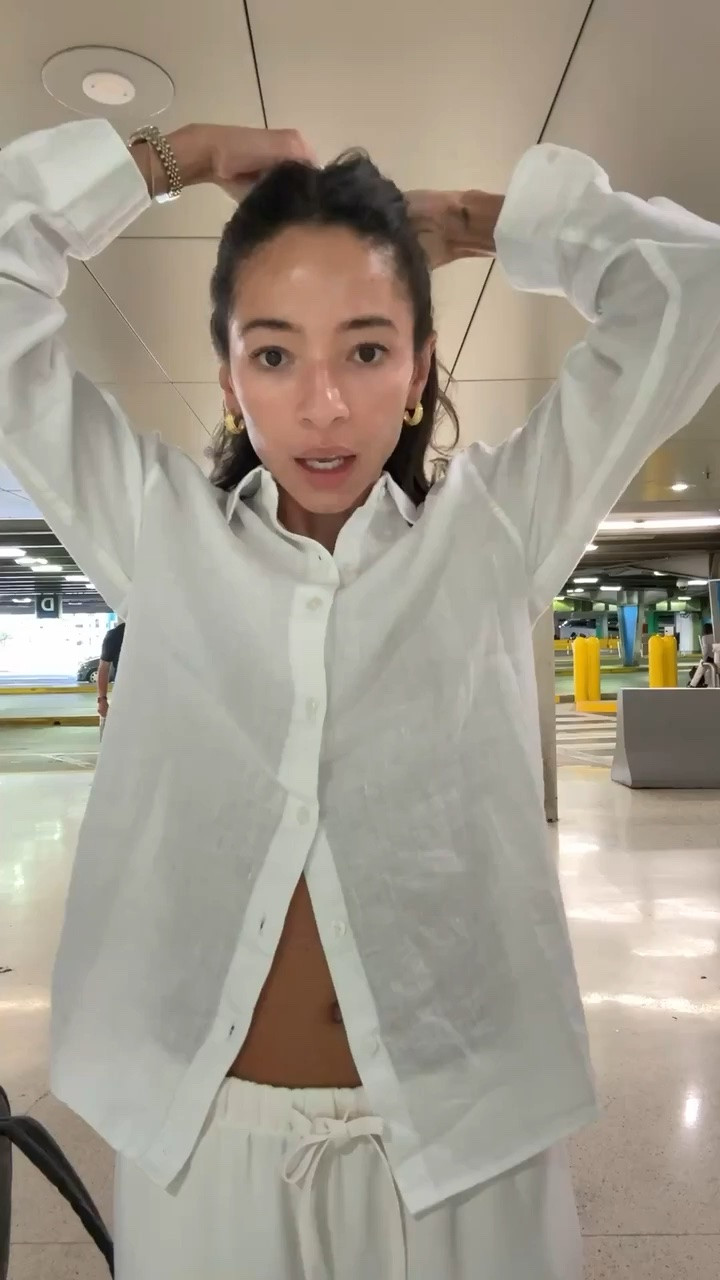 Travel outfit is on SALE! ✈️ Wearing size XS men’s linen shirt, and size S in wrinkle free pants! 

airport outfit, travel outfit, summer travel, viral lodge pants, Aritzia pants, aritzia sale, mom outfit, beach outfit, vacation outfit, resortwear