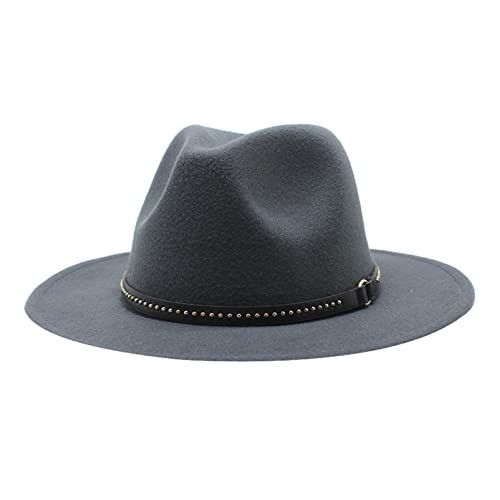 Fedora Hats for Men Fashion Felt Hat 7cm Wide Brim Women Vintage Caps Gangster Trilby Jazz Autumn Winter Wool Cap Dark Grey | Amazon (US)
