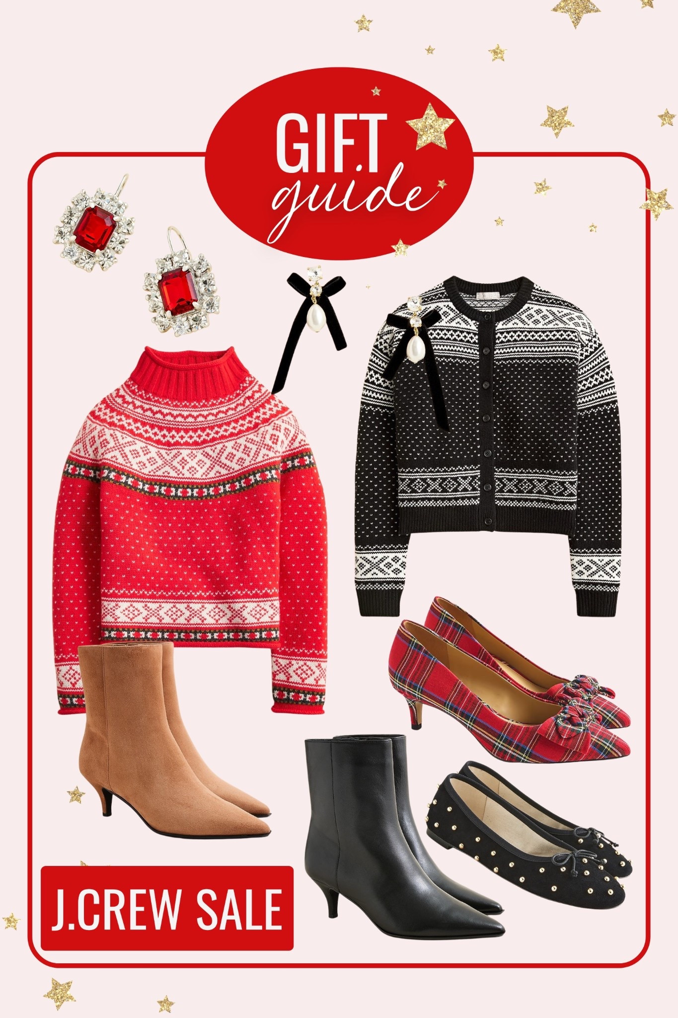 j.crew and j.crew factory holiday outfit must-haves! My faves include their fair isle sweaters, tartan bow heels, plaid scarves, and their sparkly statement earrings! Love that they have matching family holiday outfits too 😍😍😍 

#jcrew #jcrewfactory #fairislesweater #tartan #booties #bowearrings #bow




#LTKSeasonal #LTKHoliday #LTKGiftGuide