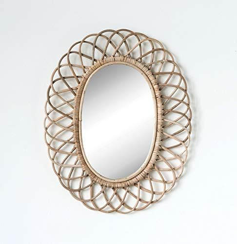 Creative Co-Op Oval Woven Bamboo Wall Mirror, Brown | Amazon (US)
