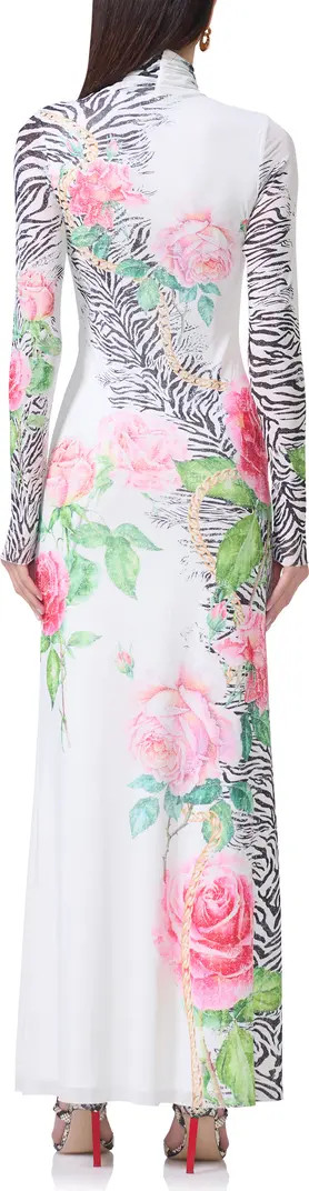 AFRM Sonya Print Long Sleeve Sheer Mesh Maxi Dress | Nordstrom | Nordstrom