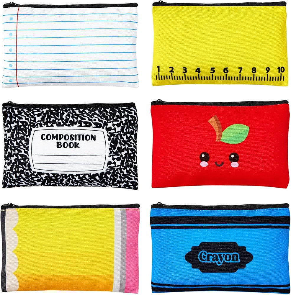 6PCS Christmas Teacher Appreciation Gifts Back to School Makeup Bags Apple Notebook Cosmetic Bags... | Amazon (US)