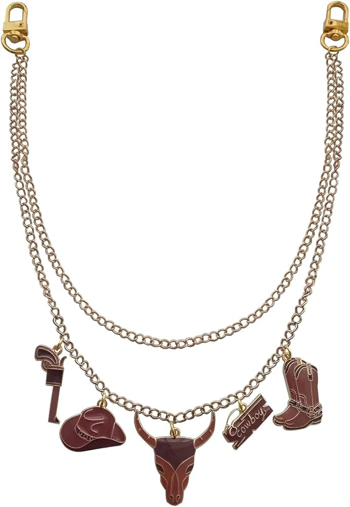 Classic Brown Cowboy Boot and Hat Charms Waist Pants Chain, Bull\u2019 s Head Charm Gothic Access... | Amazon (US)