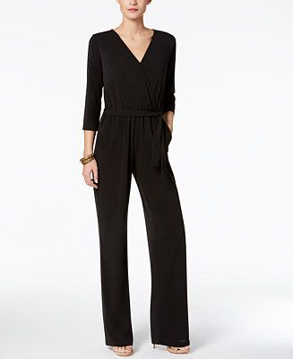 NY Collection Petite Belted Jumpsuit & Reviews - Pants - Petites - Macy's | Macys (US)