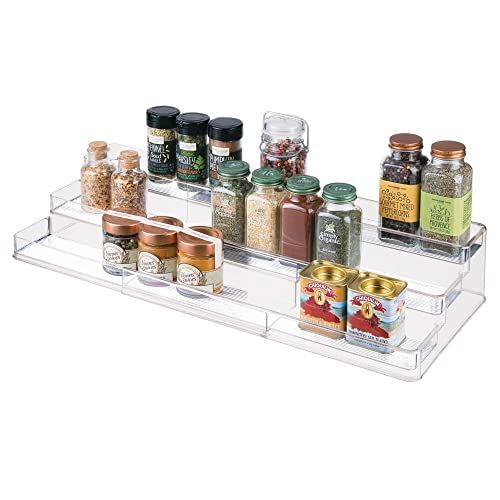 mDesign Plastic Shelf Adjustable & Expandable Spice Rack Organizer with 3 Tiers of Storage for Kitch | Amazon (US)