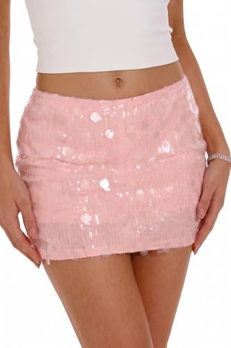 GUANYY Women's Sequin Skirt Stretchy Bodycon Mini Sexy Sparkly Skort Glitter Shiny Night Out Part... | Amazon (US)