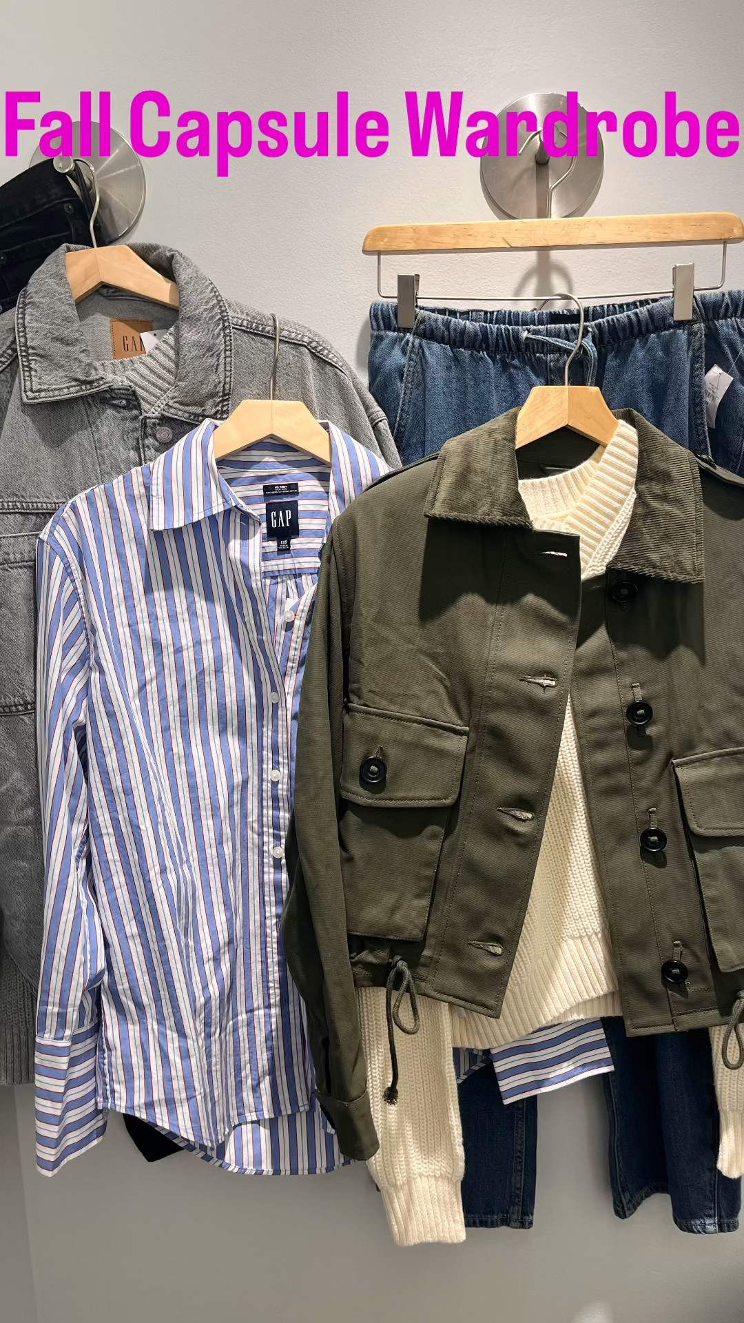 Fall haul. Fall capsule. Two pairs of jeans. Two jackets. Two sweaters. One button down. Seven pieces to get you through the season.

#LTKootd #LTKmomlife #LTKSaleAlert