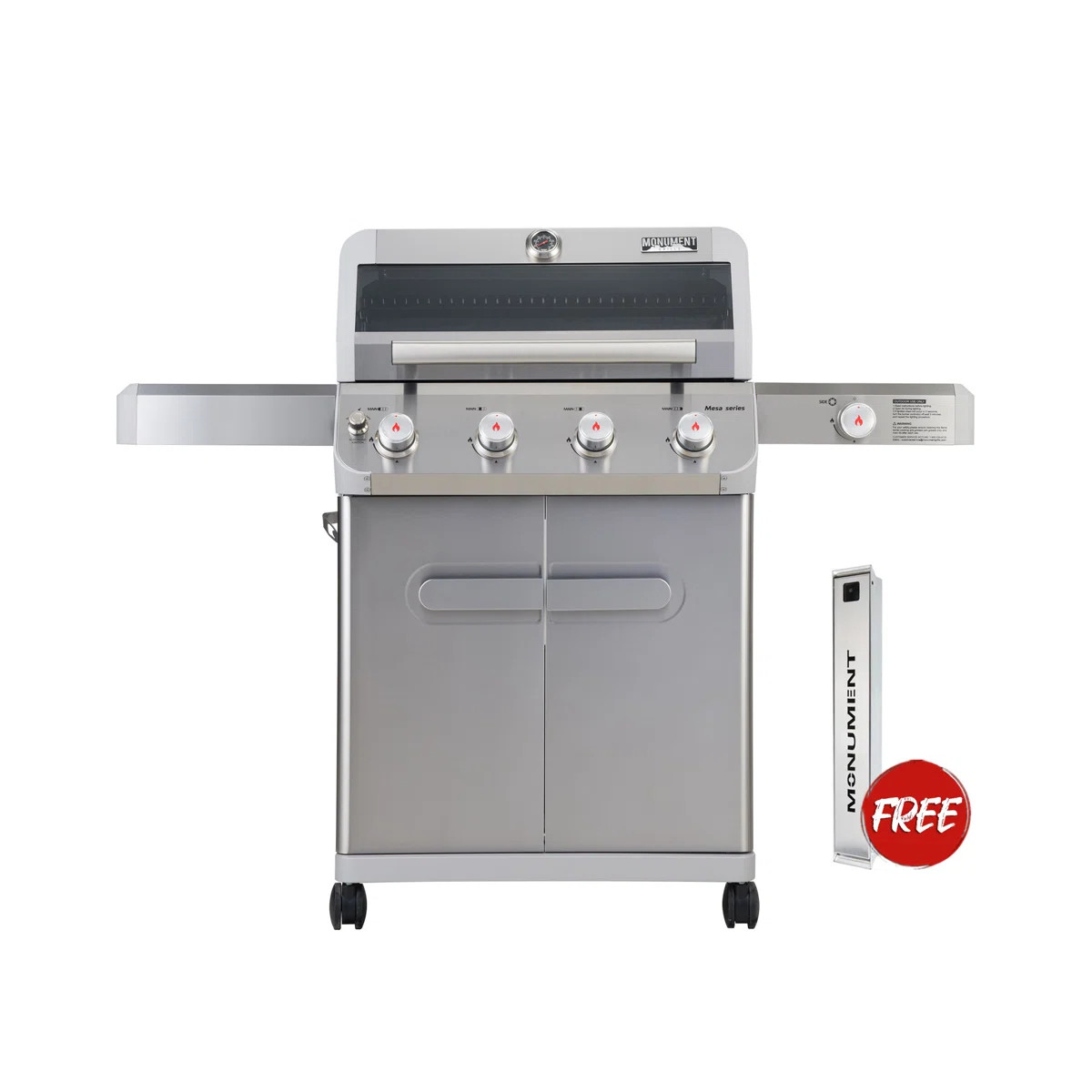 Monument Grills M405K Retro-Modern 4+1 Burner Freestanding Gas Grill with Smoker Box, Clearview®... | Wayfair North America