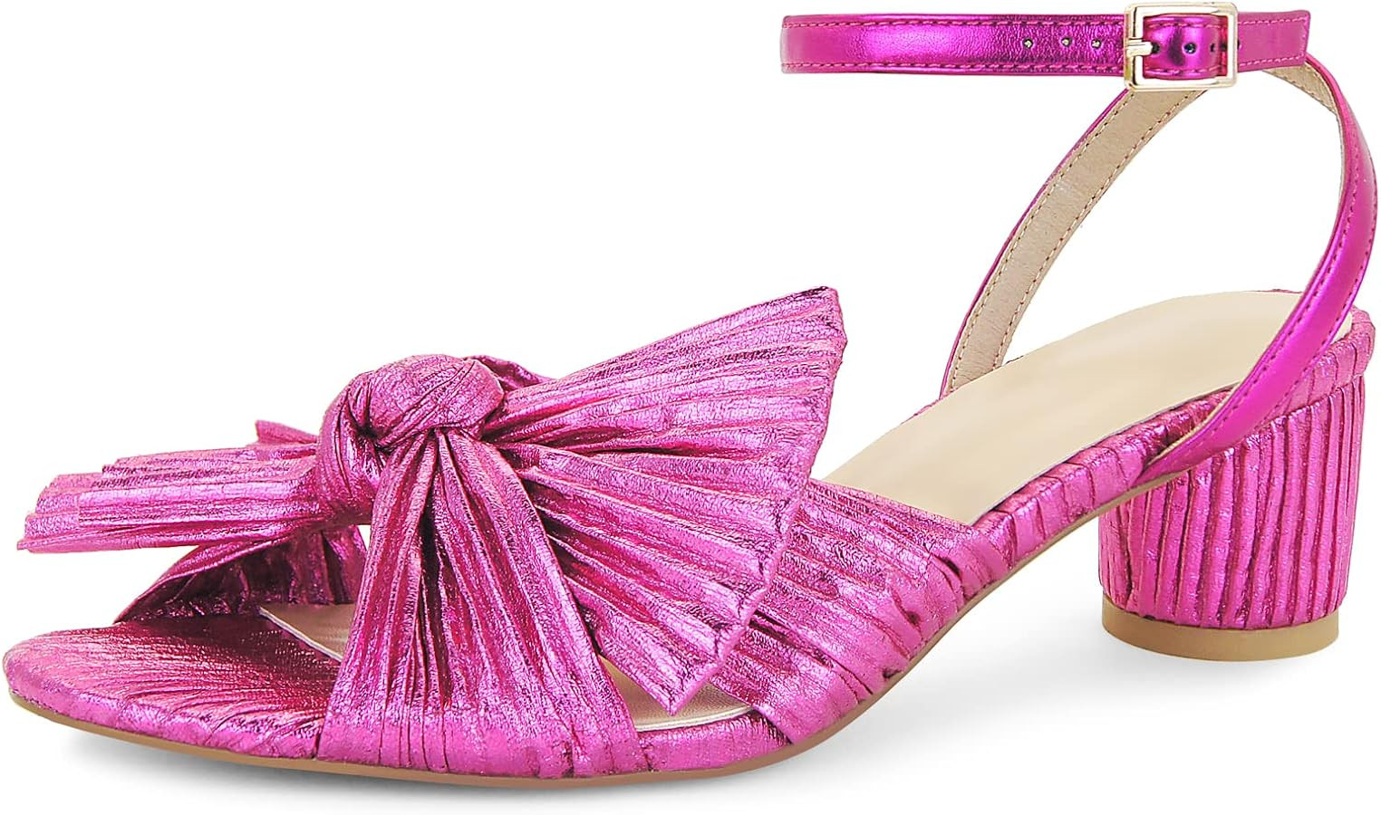 MICIFA Women's Bow Knot Heeled Sandals Open Toe High Block Ankle Strap Chunky Heels Bride Wedding... | Amazon (US)