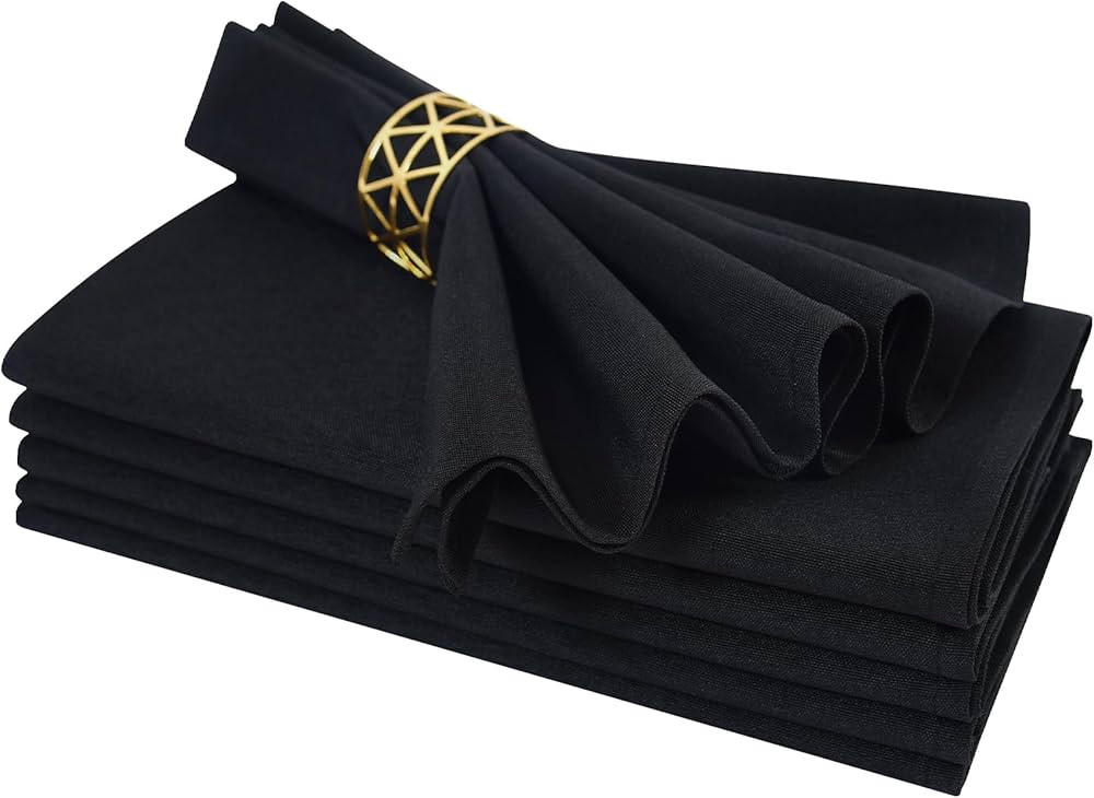 Cloth Napkins Set of 6 Washable Dinner Napkins Square 18X18 Inch Black Reusable Table Napkin with... | Amazon (US)