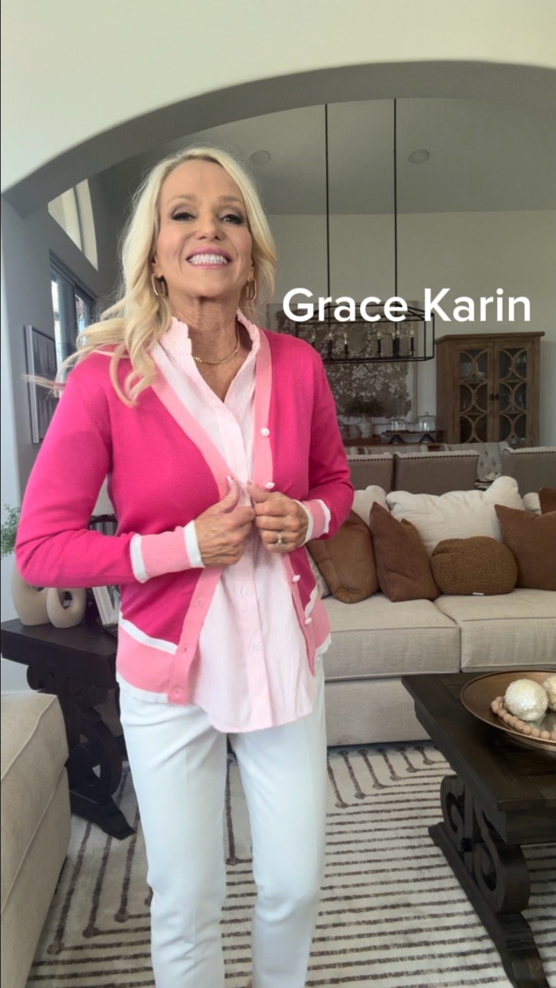 Wearing my favorite white pants with a pink + white FUNLINGO top… but let’s talk about the real star of this look 💗

This Grace Karin cardigan takes a simple outfit and instantly elevates it. The mix of hot pink, light pink, and white is so fun, feminine, and perfect for spring 🌸

It’s lightweight, easy to throw on, and one of those pieces that makes you feel put together the second you put it on ✨

I love that it comes in multiple colors too—because once you try this one, you’ll definitely want more 🙌

Effortless, cute, and just makes you feel good… and that’s what style is all about 💕.  Follow me on LTK 👉 EverydaywithRhonda for more easy, elevated everyday looks 💗

#LTKStyle #LTKSpring #AmazonFinds #Gracekarin  #Springoutfit
