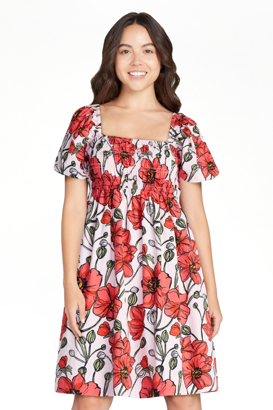 Free Assembly Women's and Women's Plus Puff Sleeve Peasant Mini Dress, Sizes XS to 4X | Walmart (US)