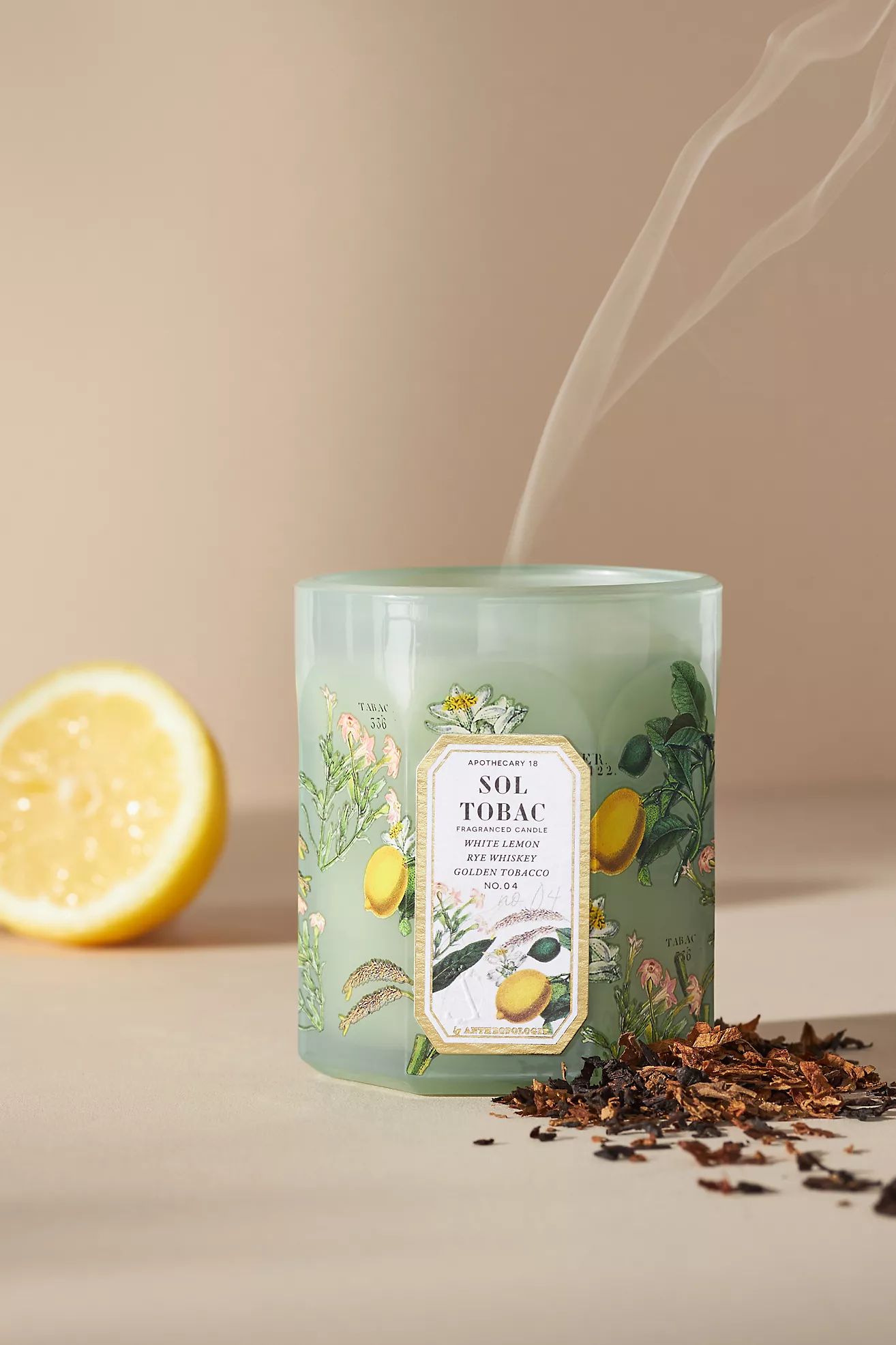 Apothecary 18 Floral Sol Tobac Small Glass Candle | Anthropologie (US)