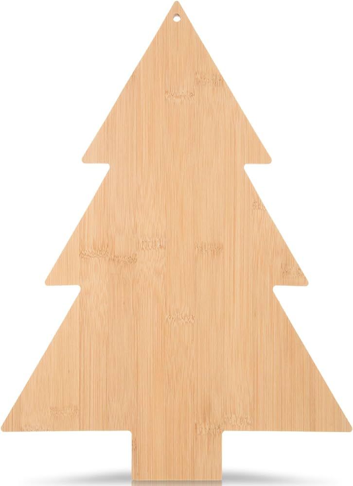 Christmas Bamboo Cutting Board Christmas Tree Shape Serving Board Wood Kitchen Chopping Board Dec... | Amazon (US)