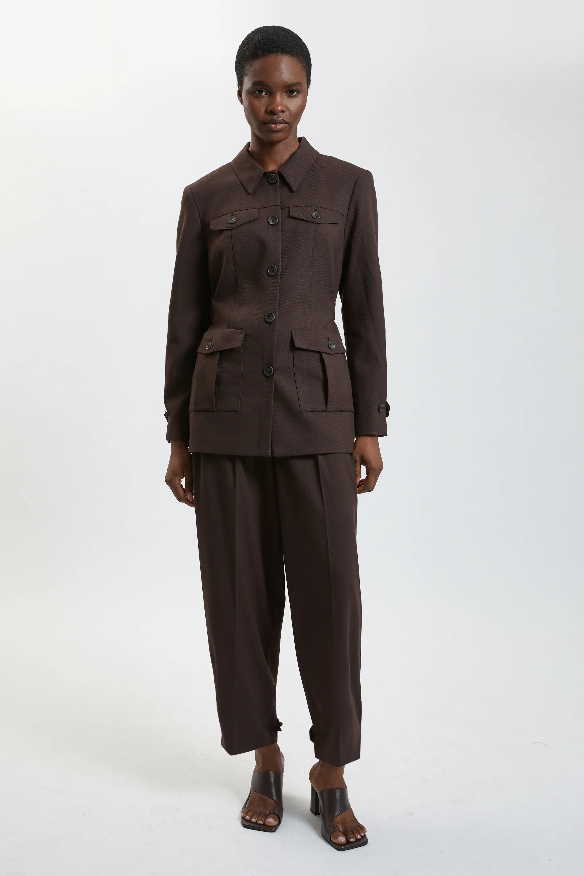 Herringbone Texture Utility Trousers | Karen Millen