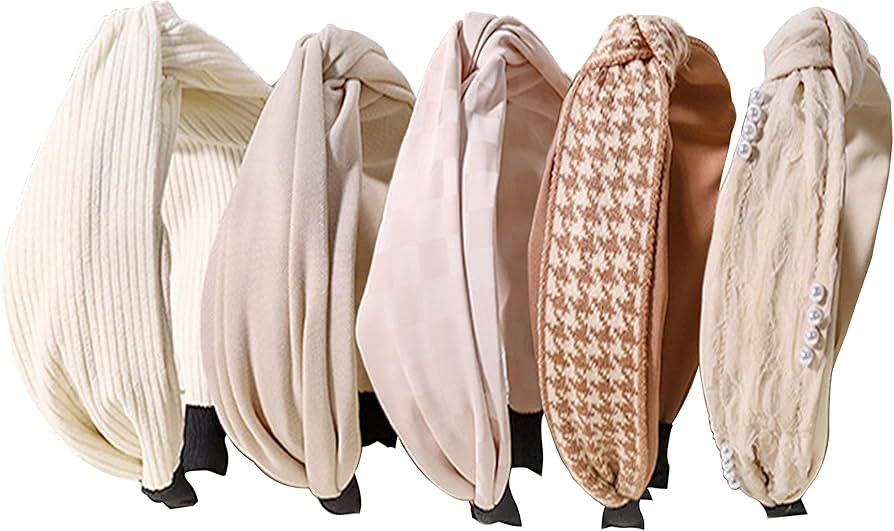 Headbands for Women and Girls, 5 Pcs Cute Milk Hair Accessories Cross Knotted Headbands, Fashion ... | Amazon (US)