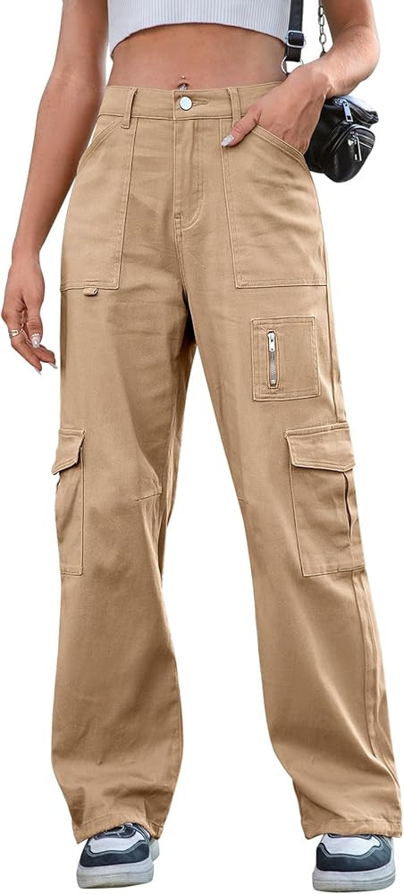 Cargo Pants Women High Waist Wide Leg Casual Pants with 7 Pockets Stretchy Drawstring Baggy Y2K T... | Amazon (US)