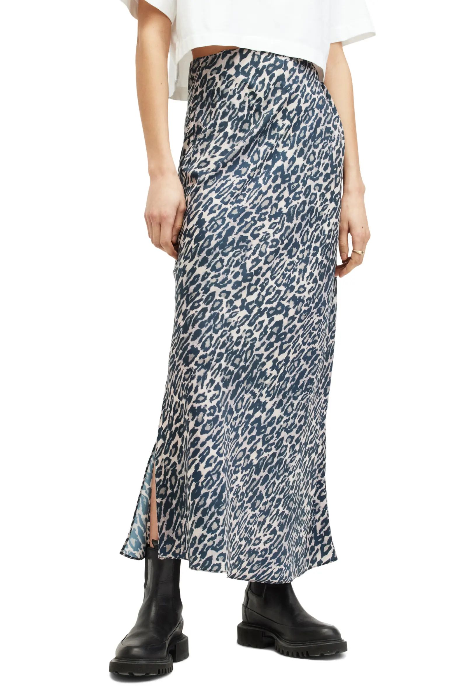 AllSaints Bryony Leopard Print Satin Maxi Skirt | Nordstrom | Nordstrom