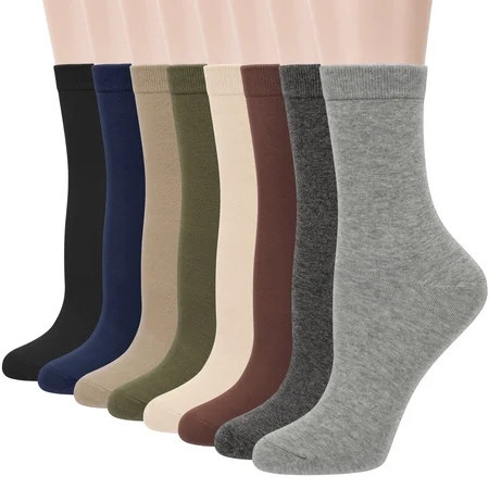 Loritta Women Crew Socks, Soft Cotton Dress Socks Pack Athletic Socks for Women, Size 9-11, 8 Pairs | Walmart (US)