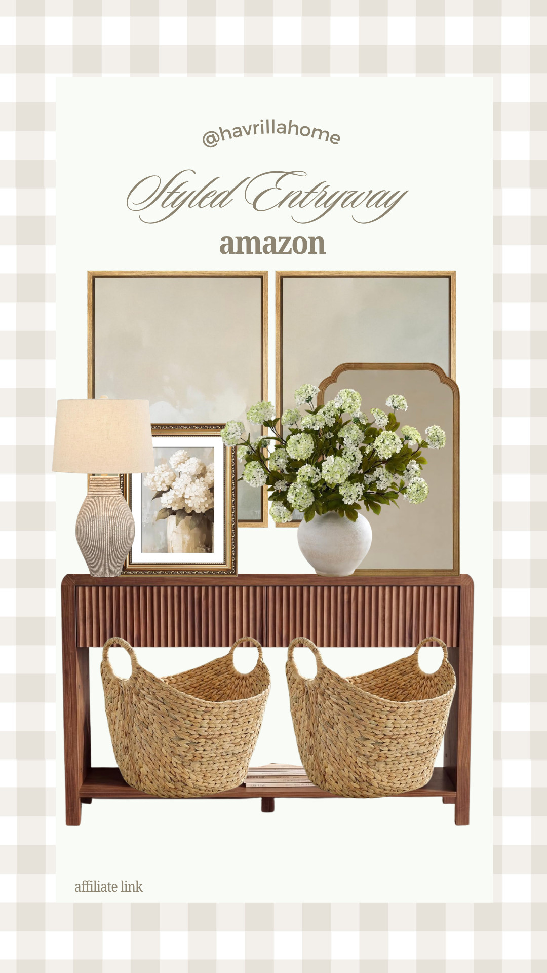 Amazon Styled Entryway

entryway decor, entryway styling, entryway inspiration, console table decor, fluted console table, wood console table, oversized wall art, gold framed artwork, decorative mirror, table lamp, neutral home decor, faux hydrangeas, white floral arrangement, woven storage baskets, Amazon home finds, modern organic decor, transitional home style, foyer ideas, beige home aesthetic, designer-inspired decor

#LTKHome