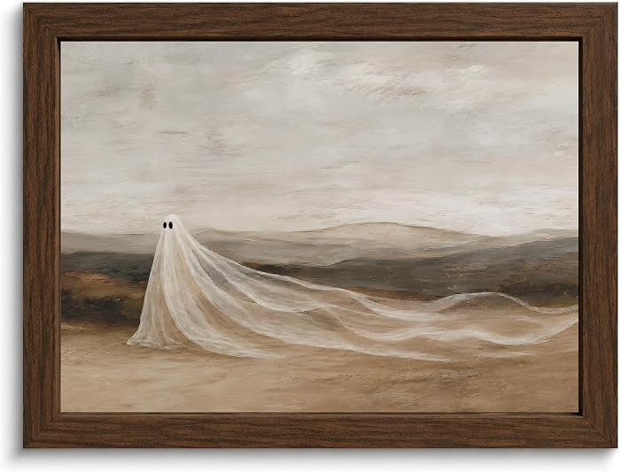 YPDQJW Vintage Ghost Wall Art, Framed Halloween Landscape Print,10x8 in | Amazon (US)