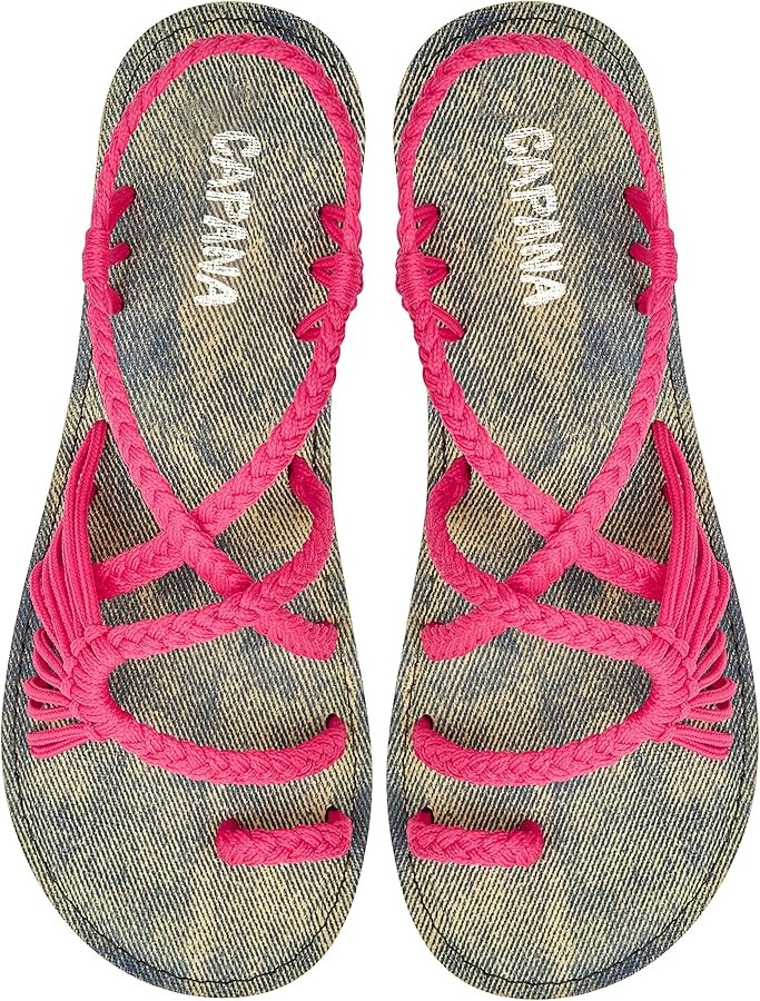 Capana Woven Women's Flat Sandals - Strappy Braided Sandals, Beach Sandals for Women Dressy Summe... | Amazon (US)