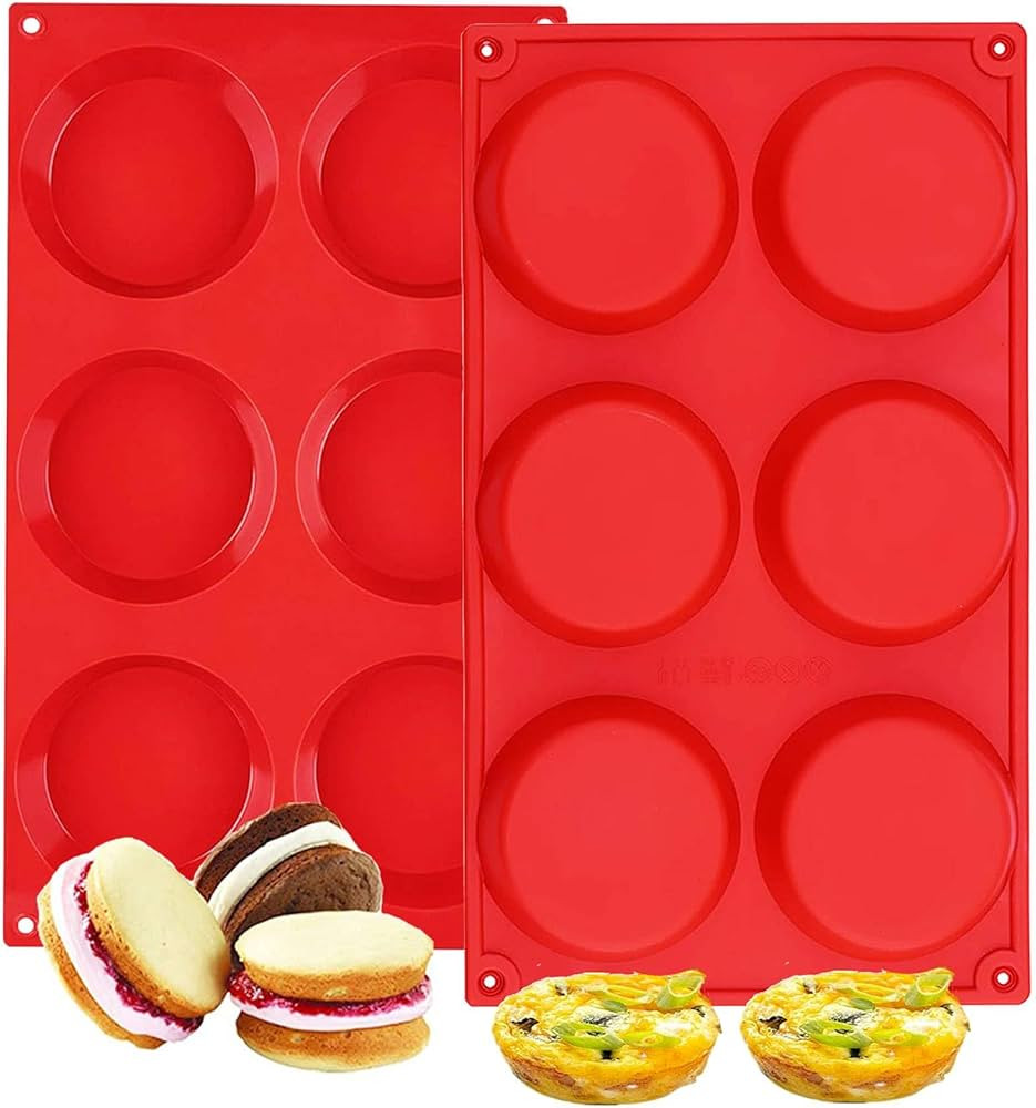 Silicone Muffin Top Pans, 2 Pack Non-stick 3" Whoopie Pie Baking Pan 3 Inch Round Tray Silicone E... | Amazon (US)