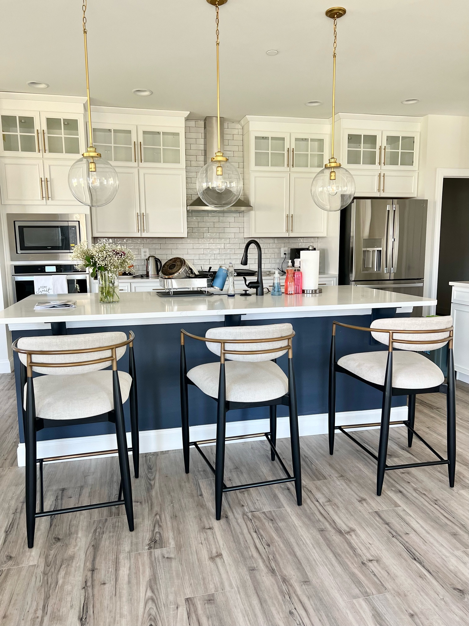 New counter stools from Arhaus in my clients home is looking amazing! 
#counterstools #jaggerstools #arhaus #barstools #kitchen #modernkitchen 

#LTKhome