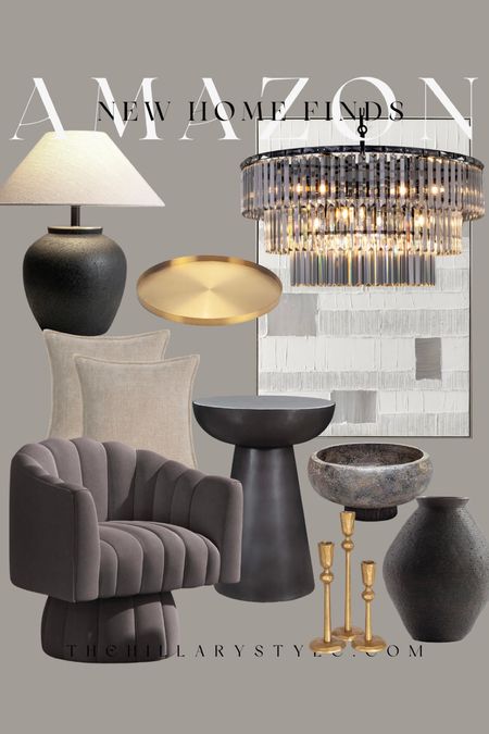AMAZON Modern New Home Finds: Accent Chair, Lamp, Chandelier, Wall Art, Side Table, Candleholders, Vases, Decor Bowl, Throw Pillows.

#LTKhome #LTKSeasonal