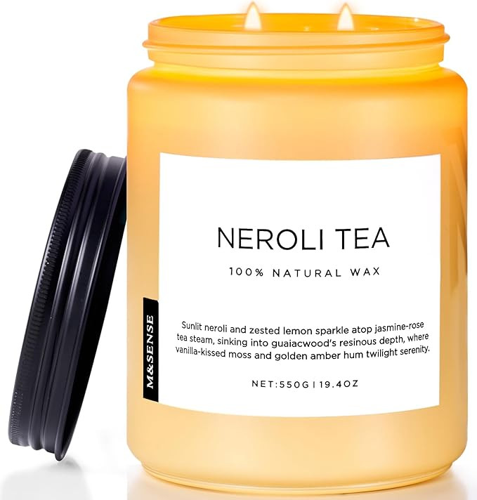 M&SENSE Neroli Tea Scented Candle, 19.4oz 110 Hours Long Lasting Burn 2 Wick Non Toxic Natural So... | Amazon (US)