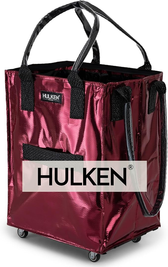 (Medium, Cosmic Red) Reusable Grocery Bag On Wheels, Shopping Trolley, Rolling Tote, Zipper Closu... | Amazon (US)