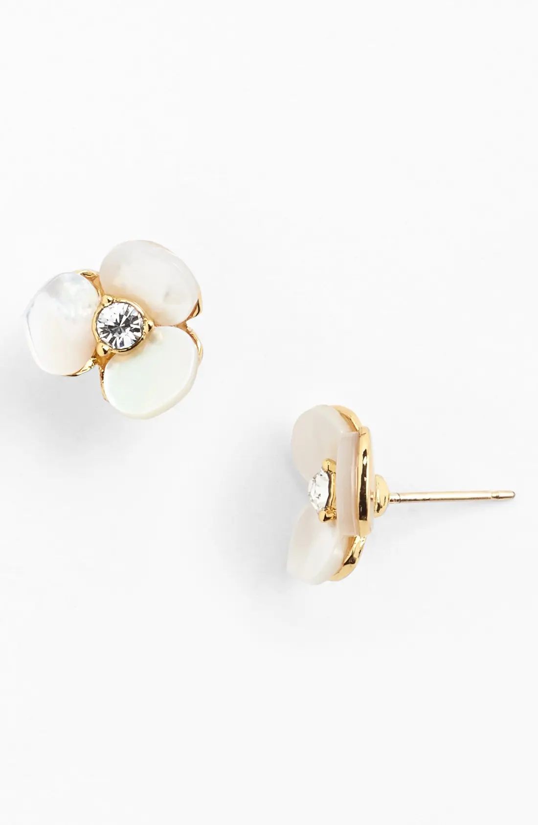 kate spade new york disco pansy stud earrings in Cream/Clear/Gold at Nordstrom | Nordstrom