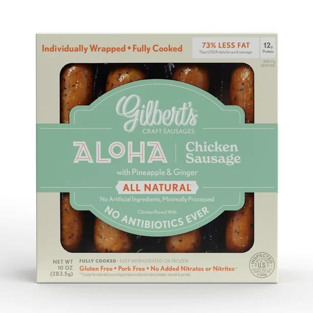 Gilbert's Craft Sausages Aloha Chicken Sausage, 4 Ct, 10 oz | Walmart (US)