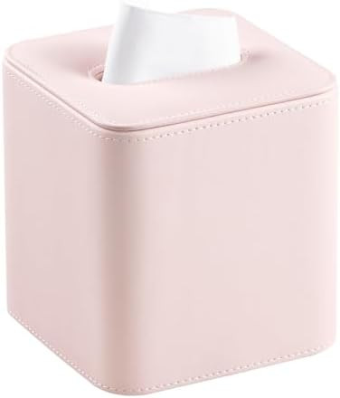 MEIBOOCH PU Leather Tissue Box Cover with Magnetic Closure, Square Tissue Box Holder with Rounded... | Amazon (US)