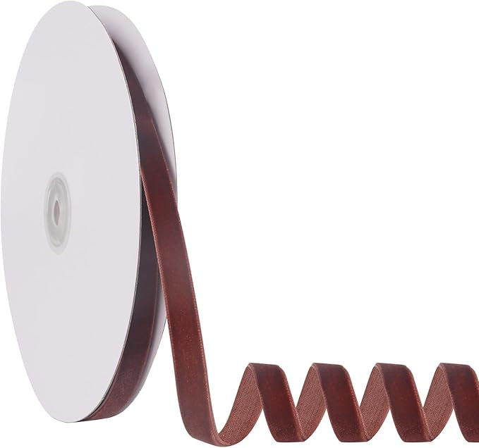 3/8" X 20 Yards Brown Velvet Ribbon for Christmas Tree Wreath Decoration Handmade Crafts Ornament... | Amazon (US)