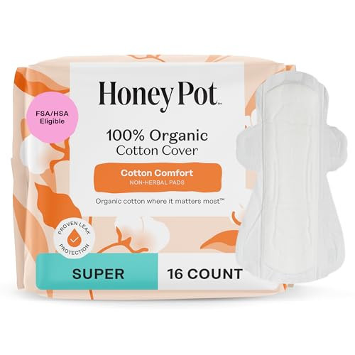 The Honey Pot Company - Sanitary Pads for Women - Non-Herbal Super w/Wings - Organic - Cotton Cover & Ultra-Absorbent Pulp Core - Feminine Care - 16 ct | Amazon (US)