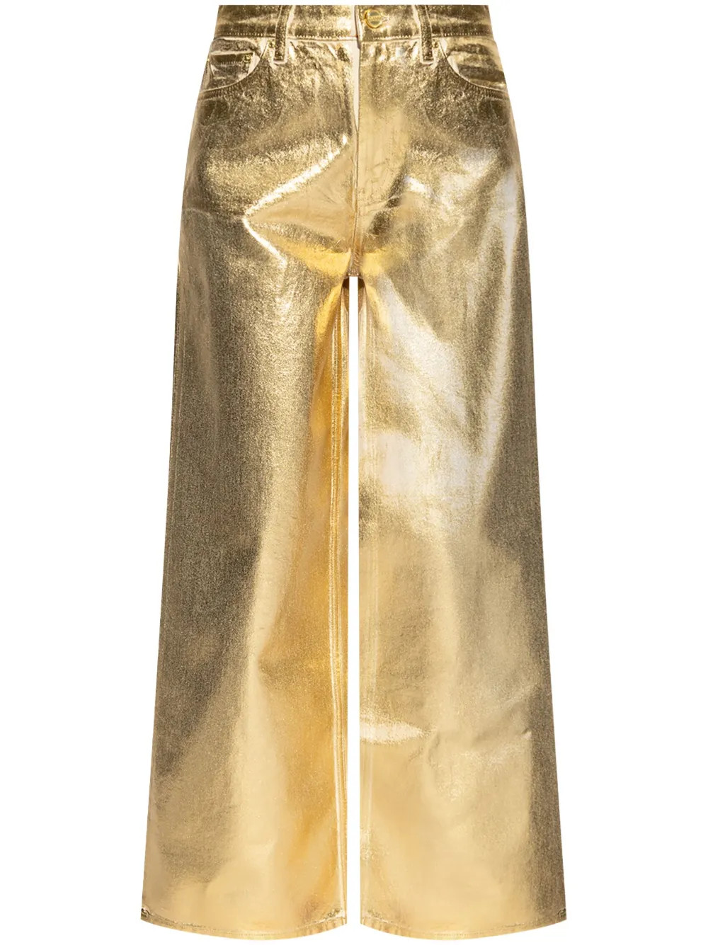 GANNI metallic-effect Cotton Jeans | Gold | FARFETCH | Farfetch Global