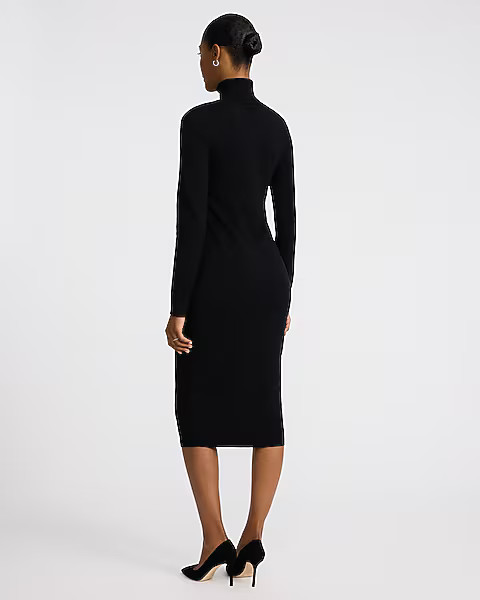 Airy Soft Turtleneck Long Sleeve Midi Sweater Dress | Express