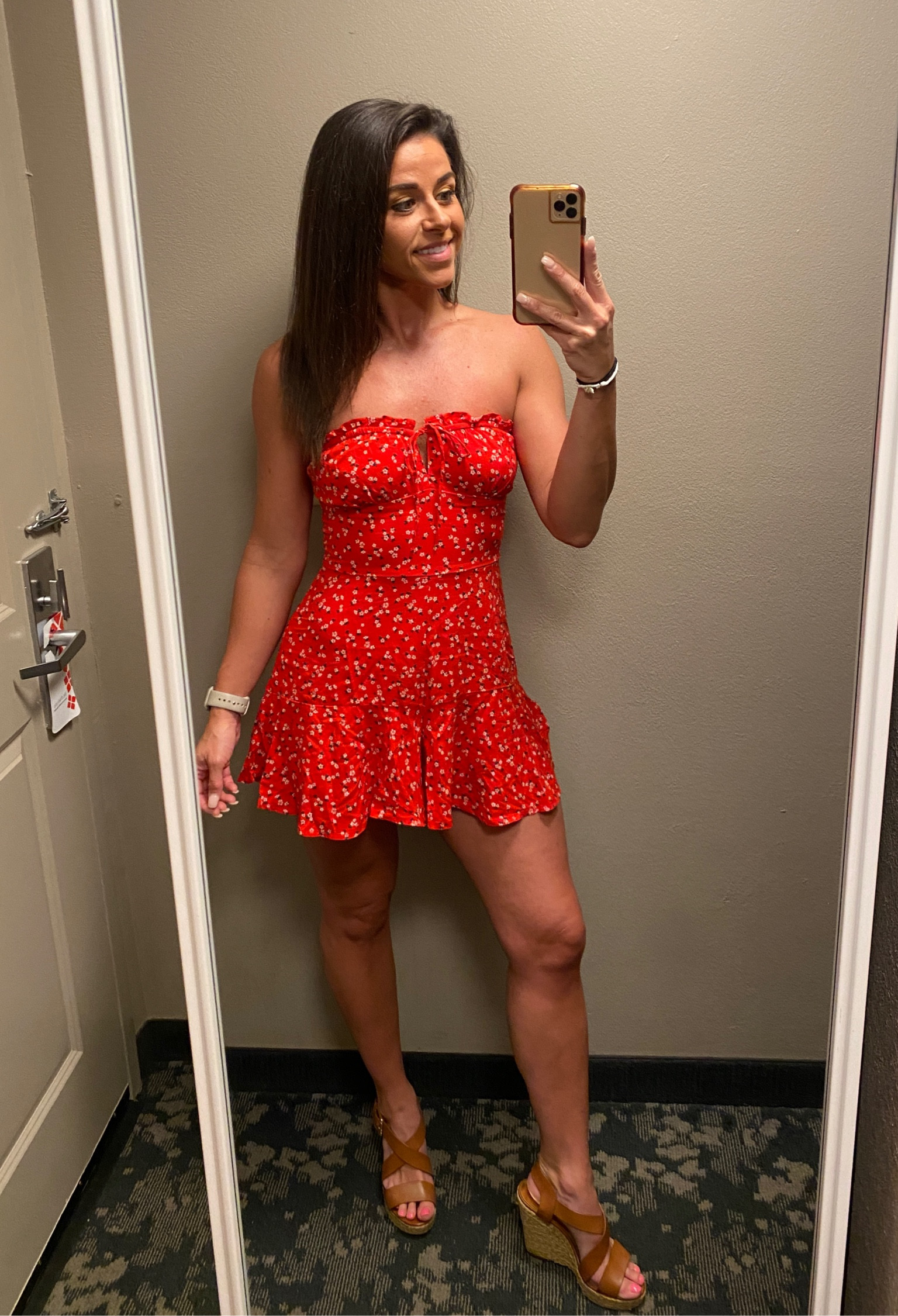 Red strapless romper for summer! Perfect date night outfit 

#LTKstyletip #LTKfindsunder50 #LTKshoecrush