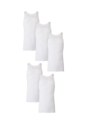 Hanes Men's Big & Tall White Tank Top - 5 Pack, 2XL Long | Belk