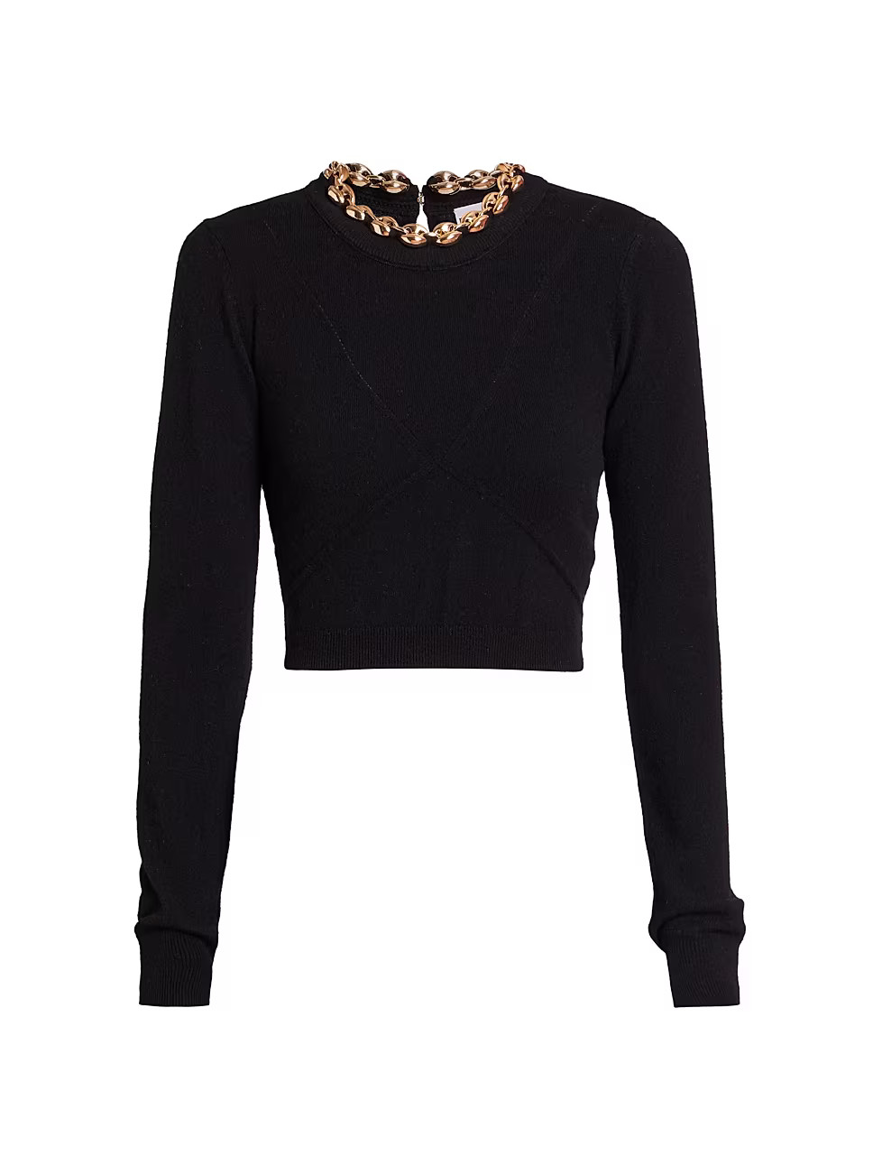 Rabanne Chain-Neck Wool-Blend Cropped Sweater | Saks Fifth Avenue