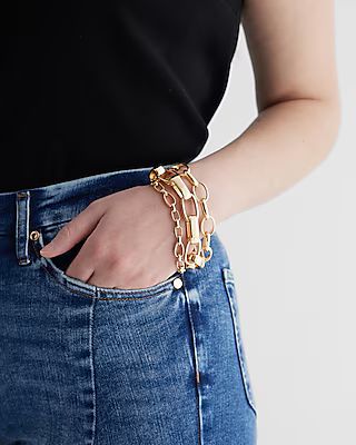 Set Of 3 Thick Chain Link Bracelets | Express
