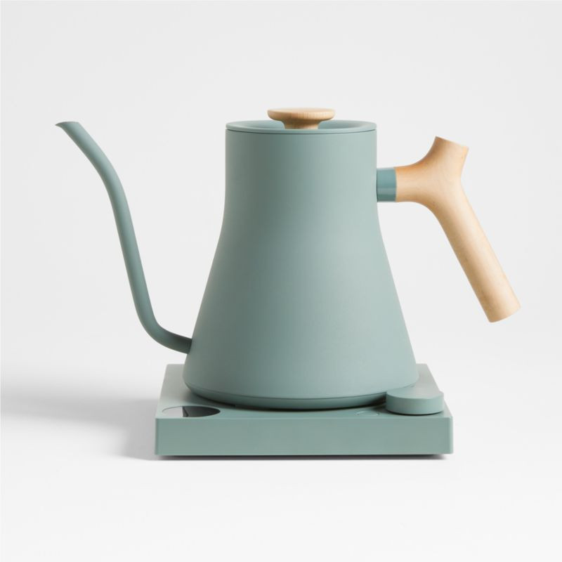 Fellow Stagg EKG Pro Electric Kettle Smoke Green with Maple Accents + Reviews | Crate & Barrel | Crate & Barrel