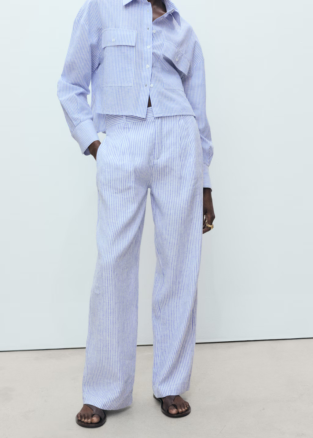 Striped linen-blend pants - Women | MANGO USA | Mango (US/MX/AU)