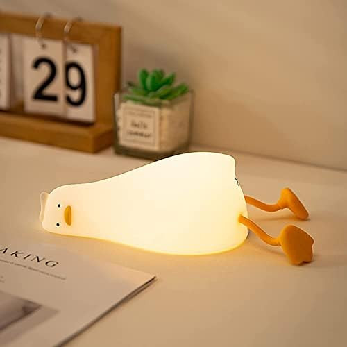 Lying Flat Duck Night Light,Dimmable Nursery Squishy Nightlight,Cute LED Silicone Duck Lamp,Recha... | Amazon (US)