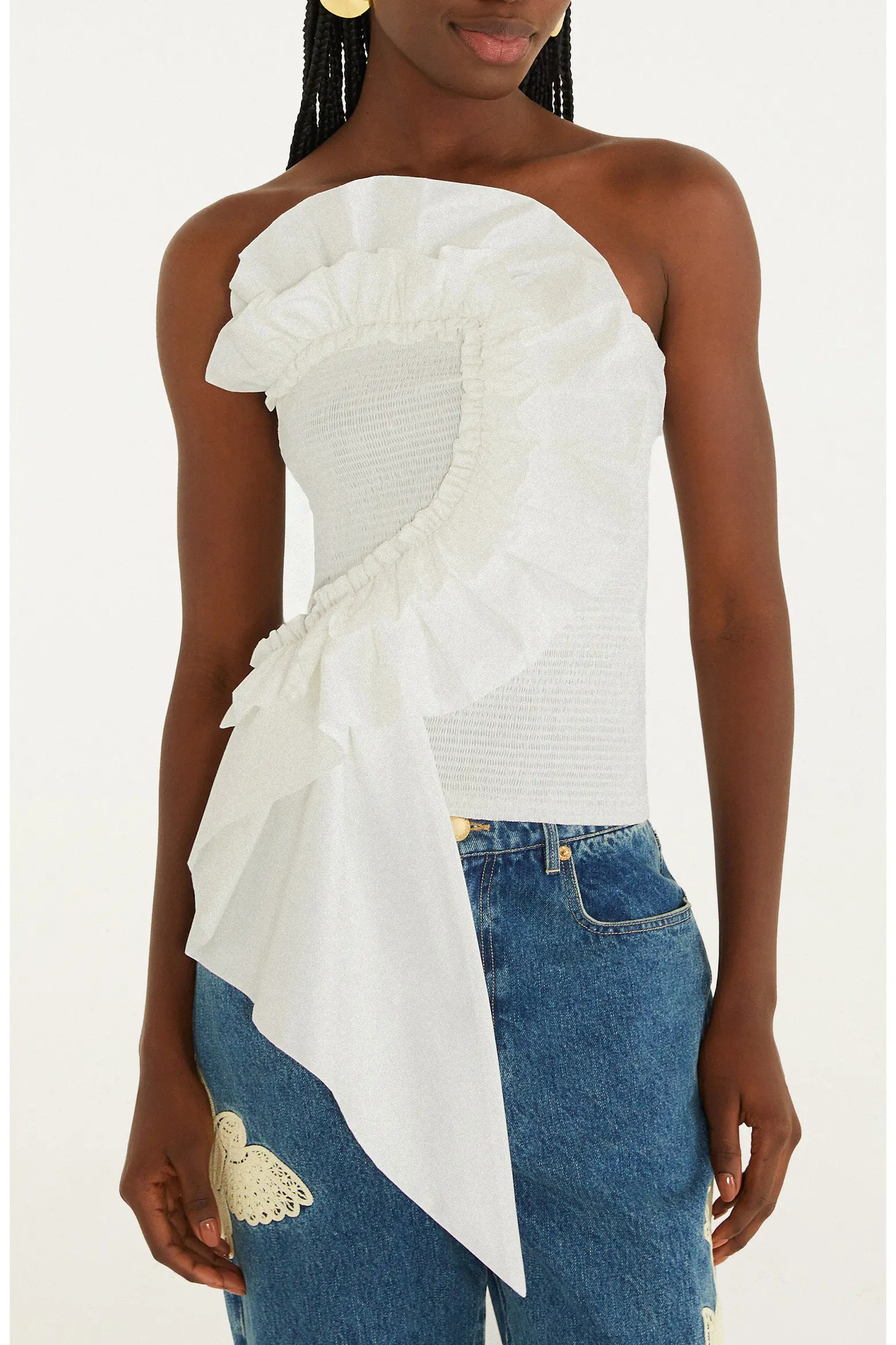 Strapless Smocked Cotton Ruffle Top (Women) | Nordstrom | Nordstrom