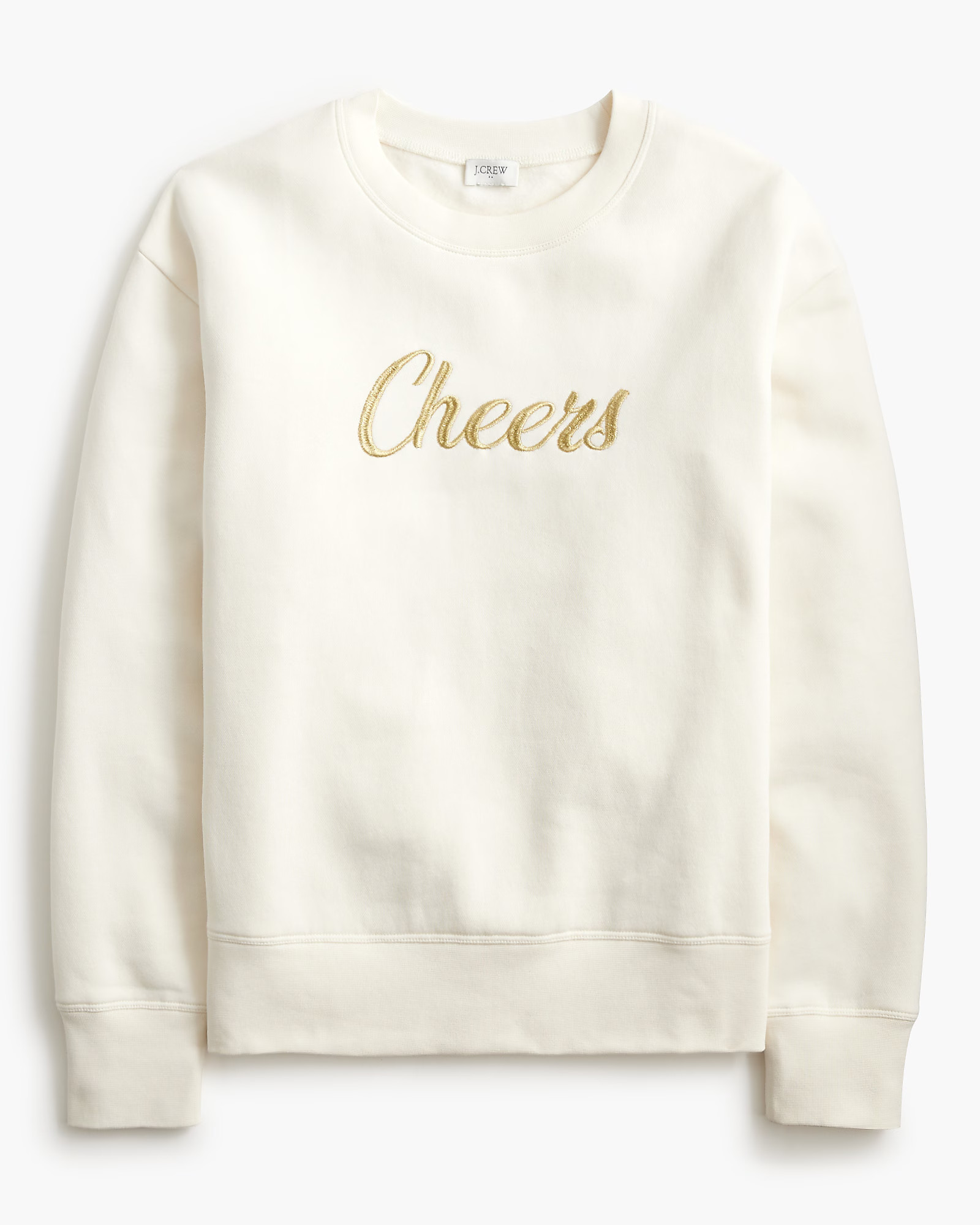 "Cheers" embroidered crewneck sweatshirt | J.Crew Factory