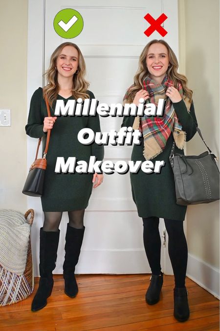 Sweater dress millennial outfit makeover
Wearing small tights
XsP dress

#LTKstyletip #LTKsalealert