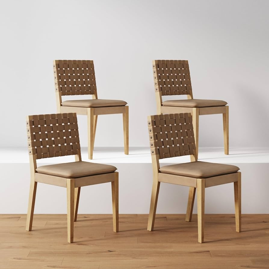 Nathan James Cohen Wood Dining Chair, Mid-Century Modern Upholstered Side Chair with Hand Woven F... | Amazon (US)