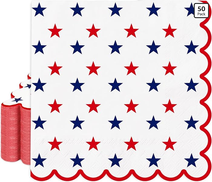 50 Pcs Patriotic Paper Napkin 250th Anniversary Scalloped Disposable Luncheon Napkins Red Blue St... | Amazon (US)
